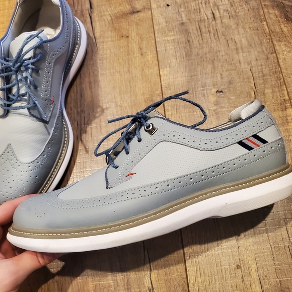 FootJoy Men's Traditional Wing Tip Golf Shoes - Blue/Grey/Red | Size 9M - Picture 4 of 14